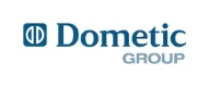 Dometic Group Logo in Blau und Grau mit Emblem und Schriftzug auf Weiß.