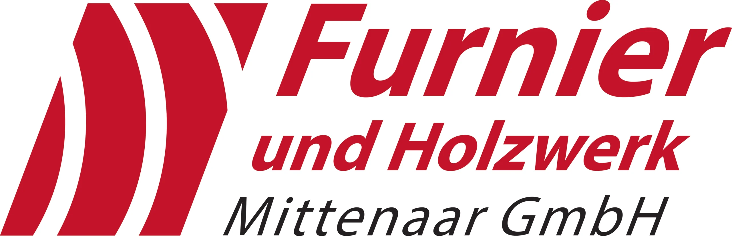 Logo von Furnier und Holzwerk Mittenaar GmbH – Furnier, Holzwerk, Holzverarbeitung in Rot-Grau.