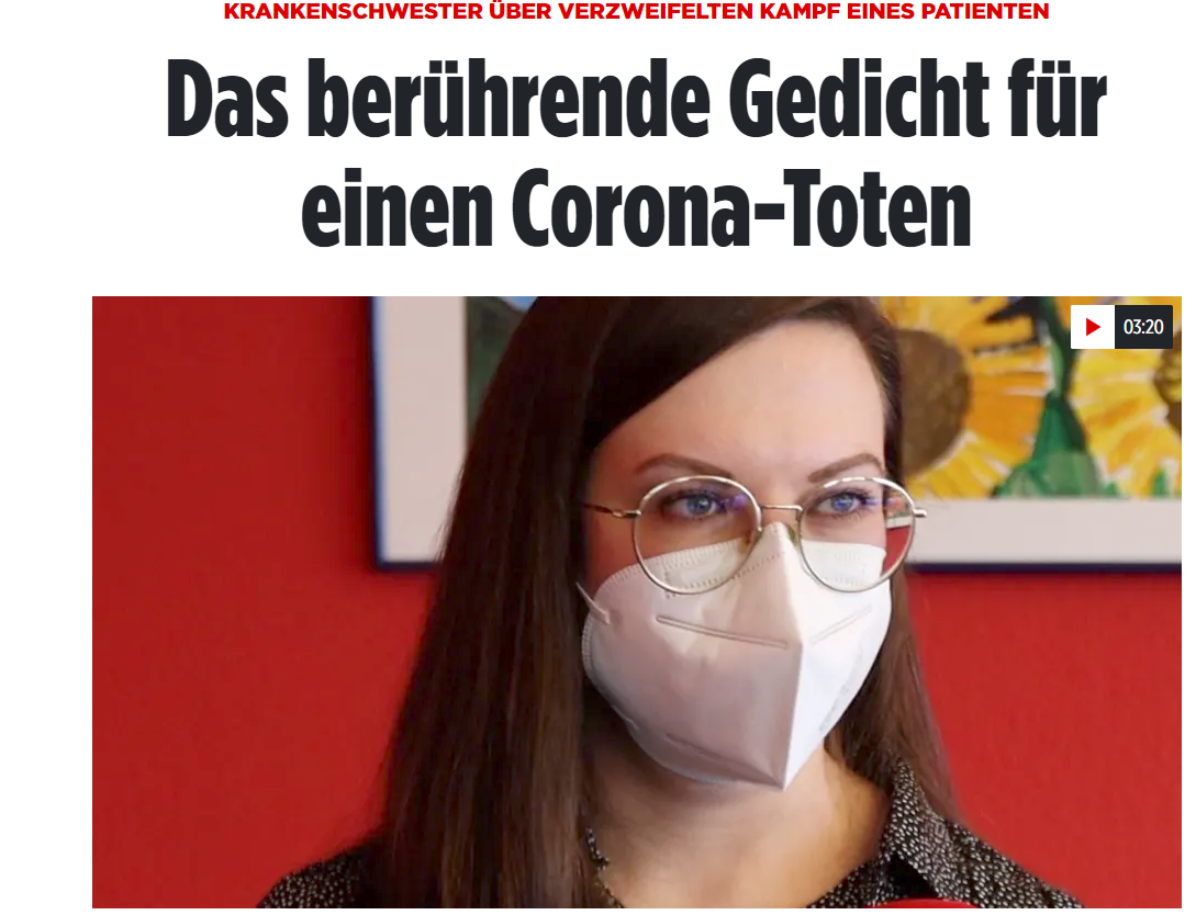 Krankenschwester mit FFP2-Maske: berührendes Gedicht für Corona-Tote im Video